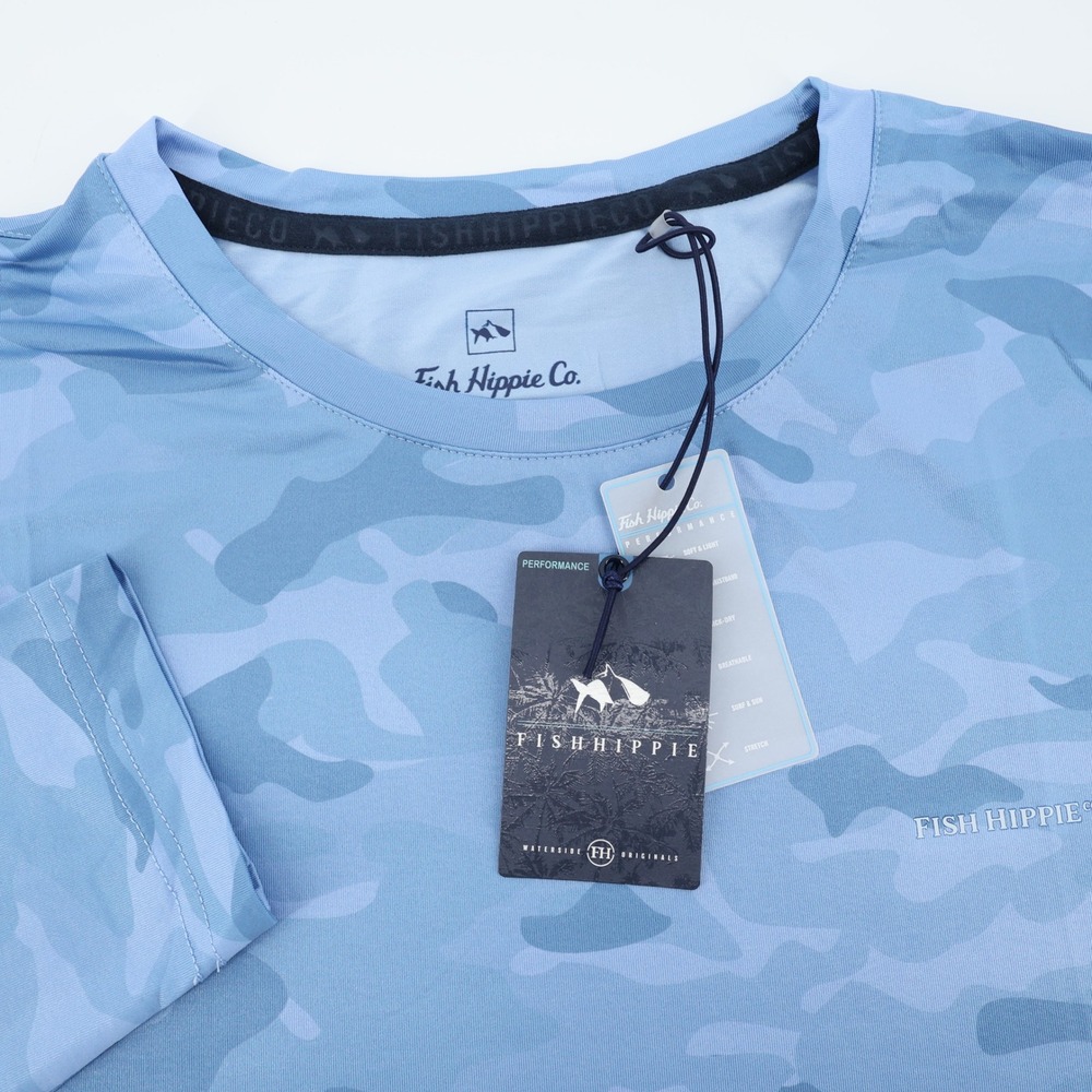 NEW Fish Hippie Co Mens‎ Sailor Camo Performance Long Sleeve Pullover Shirt L